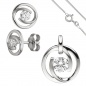 Preview: Schmuck-Set 333 Gold Weißgold 3 Zirkonia Ohrringe Anhänger und Kette 45 cm