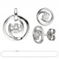 Preview: Schmuck-Set 333 Gold Weißgold 3 Zirkonia Ohrringe Anhänger und Kette 45 cm