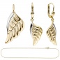 Preview: Schmuck-Set Flügel Engelsflügel 333 Gold Gelbgold bicolor mit Kette 42 cm