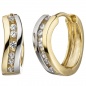 Preview: Schmuck-Set geschwungen 333 Gold Gelbgold bicolor Zirkonia mit Kette 42 cm