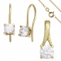 Preview: Schmuck-Set 333 Gold Gelbgold 3 Zirkonia Ohrringe und Kette 45 cm