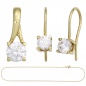 Preview: Schmuck-Set 333 Gold Gelbgold 3 Zirkonia Ohrringe und Kette 45 cm