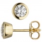 Preview: Schmuck-Set 333 Gold Gelbgold 3 Zirkonia Ohrstecker und Kette 42 cm