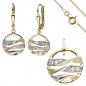 Preview: Schmuck-Set 333 Gold Gelbgold mit Zirkonia Ohrringe und Kette 42 cm