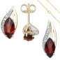 Preview: Schmuck-Set 585 Gold Gelbgold Granate und Diamanten mit Kette 45 cm