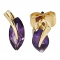 Preview: Schmuck-Set 585 Gold Gelbgold 3 Amethyste lila violett Ohrringe und Kette 45 cm