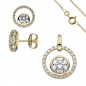 Preview: Schmuck-Set 333 Gold Gelbgold mit Zirkonia Ohrstecker und Kette 42 cm