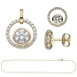 Preview: Schmuck-Set 333 Gold Gelbgold mit Zirkonia Ohrstecker und Kette 42 cm