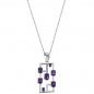 Mobile Preview: Collier 925 Sterling Silber 7 Amethyst-Cabochons lila 7 Zirkonia 45 cm