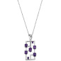 Preview: Collier 925 Sterling Silber 7 Amethyst-Cabochons lila 7 Zirkonia 45 cm