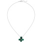Preview: Collier Halskette 925 Silber 4-Malachit-Cabochons 1 Zirkonia 45 cm Kette
