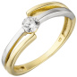 Preview: Damen Ring 333 Gold Gelbgold Weißgold bicolor 1 Zirkonia Goldring