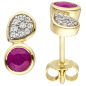 Preview: Ohrstecker 333 Gold Gelbgold 18 Zirkonia 2 Rubine Ohrringe Goldohrringe
