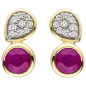 Preview: Ohrstecker 333 Gold Gelbgold 18 Zirkonia 2 Rubine Ohrringe Goldohrringe