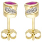 Preview: Ohrstecker 333 Gold Gelbgold 18 Zirkonia 2 Rubine Ohrringe Goldohrringe