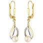 Preview: Ohrhänger 333 Gold Gelbgold bicolor 2 Süßwasser Perlen 14 Zirkonia