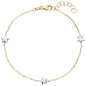 Preview: Armband Stern Sterne 375 Gold Gelbgold Weißgold bicolor diamantiert 18 cm