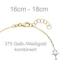 Preview: Armband Stern Sterne 375 Gold Gelbgold Weißgold bicolor diamantiert 18 cm