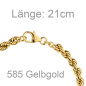 Preview: Kordelarmband 585 Gold Gelbgold 21 cm Armband Goldarmband