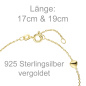 Preview: Armband Herz Kugel 925 Sterling Silber gold vergoldet 19 cm
