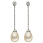 Preview: Ohrhänger 925 Sterling Silber 2 Süßwasser Perlen 2 Zirkonia Ohrringe