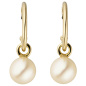 Preview: Ohrhänger 585 Gold Gelbgold 2 Süßwasser Perlen Ohrringe Perlenohrringe