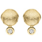 Preview: Ohrstecker 585 Gold Gelbgold eismatt 2 Diamanten Brillanten Ohrringe