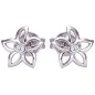 Preview: Ohrstecker Blume 925 Sterling Silber 2 Zirkonia Ohrringe Silberohrringe