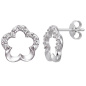 Preview: Ohrstecker Blume 925 Silber matt 22 Zirkonia Ohrringe Silberohrringe