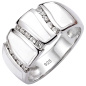 Preview: Damen Ring 925 Sterling Silber 15 Zirkonia und weiße Emaille-Einlage