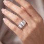 Preview: Damen Ring 925 Sterling Silber 15 Zirkonia und weiße Emaille-Einlage