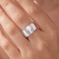 Preview: Damen Ring 925 Sterling Silber 15 Zirkonia und weiße Emaille-Einlage