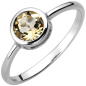 Preview: Damen Ring 925 Sterling Silber 1 Citrin gelb Silberring