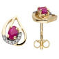 Preview: Ohrstecker 333 Gold Gelbgold 14 Zirkonia 2 Rubine Ohrringe