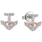 Preview: Ohrstecker Anker 925 Sterling Silber bicolor vergoldet 36 Zirkonia