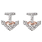 Preview: Ohrstecker Anker 925 Sterling Silber bicolor vergoldet 36 Zirkonia