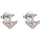 Preview: Ohrstecker Anker 925 Sterling Silber bicolor vergoldet 36 Zirkonia