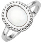 Preview: Damen Ring 925 Sterling Silber 1 Perlmutt-Einlage oval