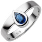 Preview: Damen Ring 925 Sterling Silber mit Glasstein Tropfen blau