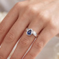 Preview: Damen Ring 925 Sterling Silber mit Glasstein Tropfen blau