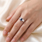 Preview: Damen Ring 925 Sterling Silber mit Glasstein Tropfen blau