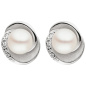 Preview: Ohrstecker 925 Silber teil matt 2 Süßwasser Perlen 10 Zirkonia