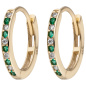 Preview: Creolen oval 333 Gold Gelbgold 10 Zirkonia grün weiß Ohrringe
