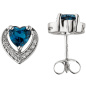 Preview: Ohrstecker Herz 585 Weißgold 2 Blautopase 22 Diamanten Brillanten
