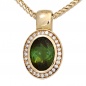 Preview: Anhänger oval 585 Gold Gelbgold 1 Turmalin grün 28 Diamanten Brillanten 0,10ct.