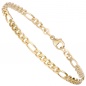 Preview: Figaroarmband 333 Gold Gelbgold massiv diamantiert 21 cm Armband Goldarmband