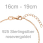 Preview: Armband Sterne 925 Sterling Silber rotgold vergoldet 19 cm
