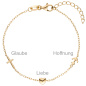 Preview: Armband Glaube Liebe Hoffnung 925 Sterling Silber gold vergoldet 19 cm