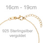 Preview: Armband Glaube Liebe Hoffnung 925 Sterling Silber gold vergoldet 19 cm