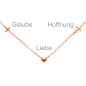 Preview: Collier Halskette Glaube Liebe Hoffnung 925 Silber rotgold vergoldet 43 cm
